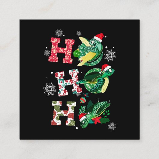 おもしろい亀のクリスマス スクエア名刺 (正面)