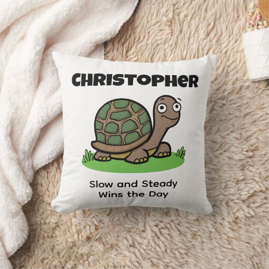 おもしろい亀の遅く安定した名前をカスタムする クッション (ブランケット)