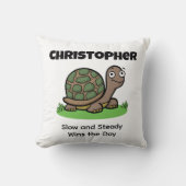 おもしろい亀の遅く安定した名前をカスタムする クッション (正面)