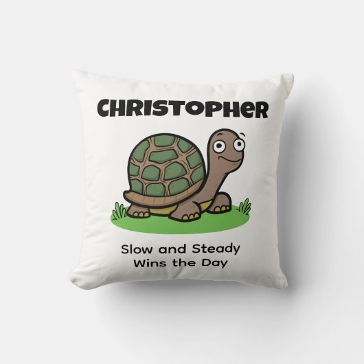 おもしろい亀の遅く安定した名前をカスタムする クッション (正面)