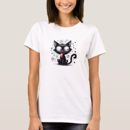 おもしろい予測できな黒猫 Tシャツ