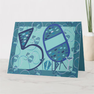 おもしろい予測できな50番目の誕生祝いカー男性へド サンキューカード