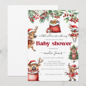 おもしろい予測できなChristmas Reindeer Baby Shower 招待状 (正面/裏面)