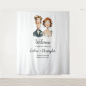 おもしろい予測できなNewlyweds結婚のBackdrop Water color タペストリー (正面)