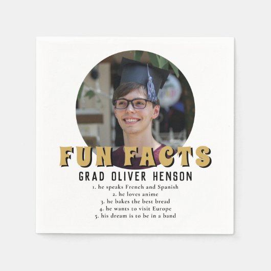 おもしろい事モダン実の写真卒業会 スタンダードカクテルナプキン (正面)