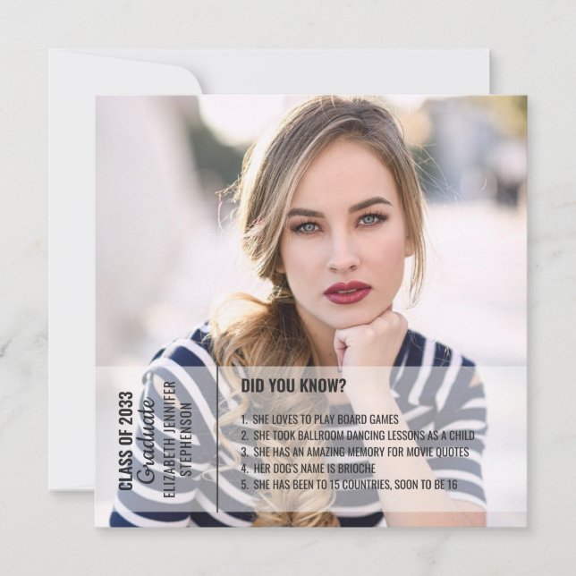 おもしろい事実の卒業発表2枚モダン写真 (正面)