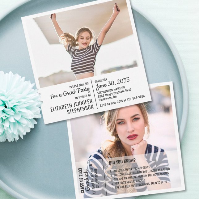 おもしろい事実の卒業発表2枚モダン写真 (クリエイターアップロード済み)