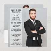おもしろい事実の卒業発表2枚モダン写真 招待状 (正面/裏面)