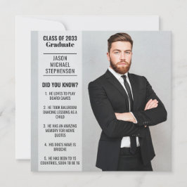 おもしろい事実の卒業発表2枚モダン写真 招待状