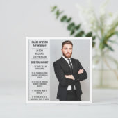 おもしろい事実の卒業発表2枚モダン写真 招待状 (スタンド正面)