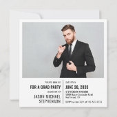 おもしろい事実の卒業発表2枚モダン写真 招待状 (裏面)