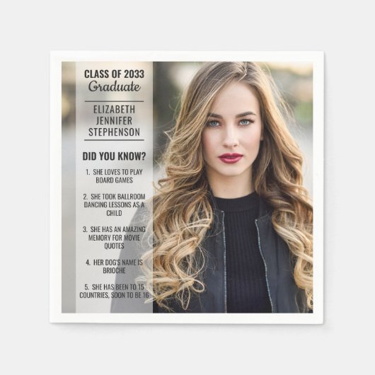 おもしろい事実は卒業写真を知っていたモダン スタンダードカクテルナプキン (正面)