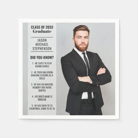 おもしろい事実は卒業写真を知っていたモダン スタンダードカクテルナプキン (正面)