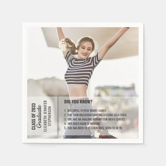 おもしろい事実は卒業写真を知っていたモダン スタンダードカクテルナプキン (正面)