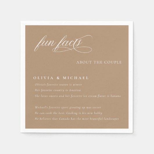 おもしろい事実エレガント単にタイポグラフィ結婚の スタンダードカクテルナプキン (正面)