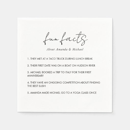 おもしろい事実モダンタイポグラフィ結婚白黒 スタンダードカクテルナプキン (正面)