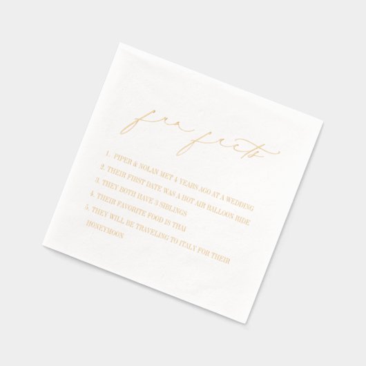 おもしろい事実モダンミニマ結婚リスト 箔ナプキン (左)