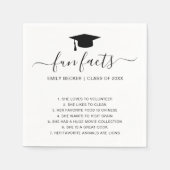 おもしろい事実卒業白黒エレガント卒業 スタンダードカクテルナプキン (正面)