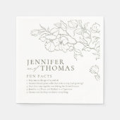 おもしろい事実手書きフローラセージ緑結婚の スタンダードカクテルナプキン (正面)