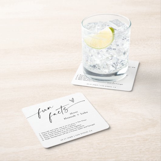 おもしろい事実結婚のコースター |コースタパーソナライズされたー スクエアペーパーコースター (インサイチュ)