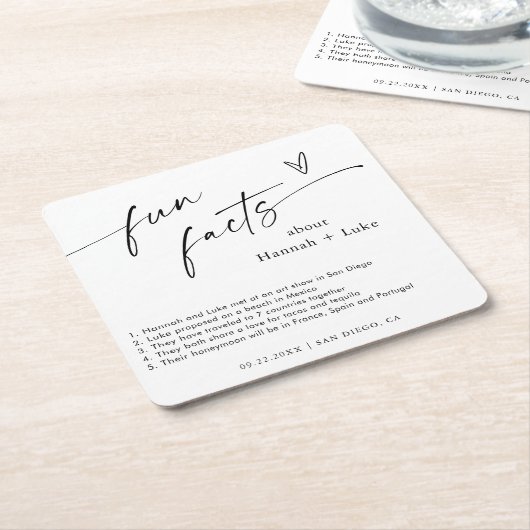 おもしろい事実結婚のコースター |コースタパーソナライズされたー スクエアペーパーコースター (アングル)