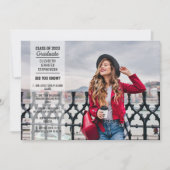 おもしろい事実2枚の写真 現代風 卒業パーティー 招待状 (正面)