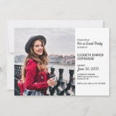 おもしろい事実2枚の写真 現代風 卒業パーティー 招待状 (裏面)