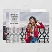 おもしろい事実2枚の写真 現代風 卒業パーティー 招待状 (正面/裏面)