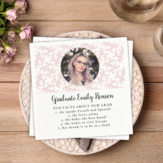 おもしろい事実 ピンク ロココ 卒業写真 卒業 ナ スタンダードカクテルナプキン