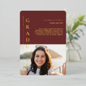 おもしろい事実 |写真モダンシンプルの告知 箔招待状 (立ち正面)