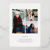 おもしろい事実 |写真モダンシンプルの告知 箔招待状 (裏面)