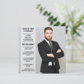 おもしろい事実　卒業のお知らせ　写真2枚　モダン 招待状 (スタンド正面)