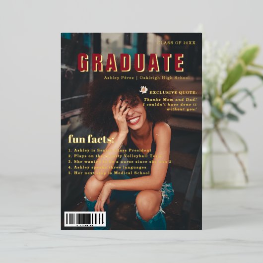 おもしろい事実 |大学院マガジンのカバー写真 箔シーズンカード (立ち正面)