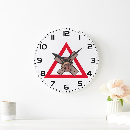 おもしろい交通渋滞警告の道路標識 ラージ壁時計