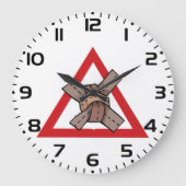 おもしろい交通渋滞警告の道路標識 ラージ壁時計 (正面)