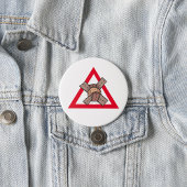 おもしろい交通渋滞警告の道路標識 缶バッジ