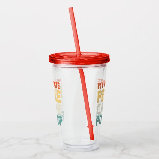 「おもしろい人お気に入りの々が私を呼びポップ・アートのまポップ・アートの」 アクリルタンブラー (左)