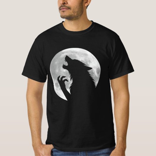 おもしろい人狼フルムーンフェイスハロウィーン Tシャツ (正面)