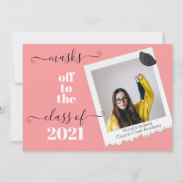 おもしろい仮面オフ卒業写真招待状 招待状