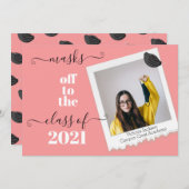 おもしろい仮面オフ卒業写真招待状 招待状 (正面/裏面)