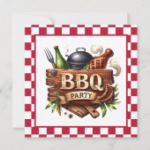 おもしろい任意の目的BBQパーティー 招待状 (正面)