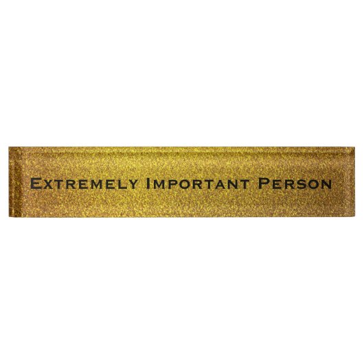 おもしろい企業の机用ネームプレート-金ゴールドフェイクグリッター デスクネームプレート (正面)