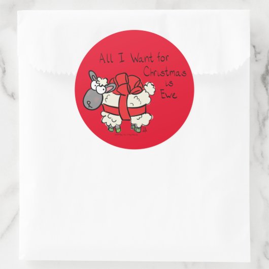 おもしろい休日かわいい羊のクリスマスの漫画 ラウンドシール (バッグ)