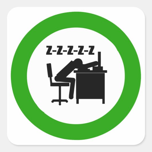 おもしろい会社員は机で寝ている スクエアシール (正面)