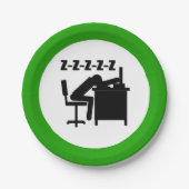 おもしろい会社員は机で寝ている ペーパープレート (正面)