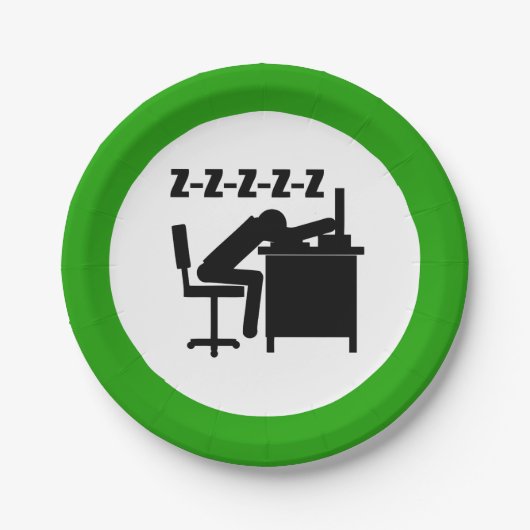 おもしろい会社員は机で寝ている ペーパープレート (正面)