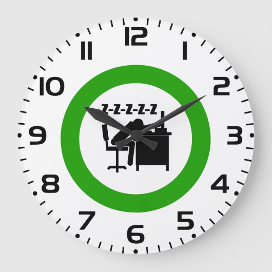 おもしろい会社員は机で寝ている ラージ壁時計 (正面)