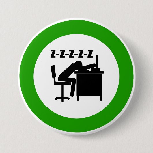 おもしろい会社員は机で寝ている 缶バッジ (正面)