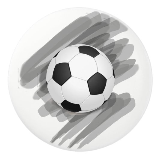 おもしろい伝統的白黒サッカーボールスクイグル セラミックノブ (正面)