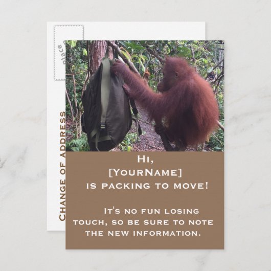 おもしろい住所の変更の通知 案内ポストカード (正面/裏面)